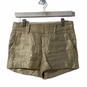 Club Monaco Metallic Gold Cuffed Shorts Size 0